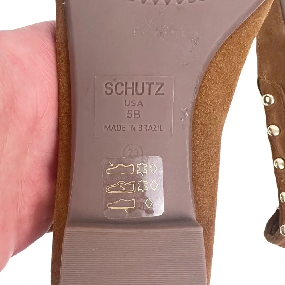 SOLD! SCHUTZ Laurie Studded Loafers in Wood Suede - Picture 6 of 8